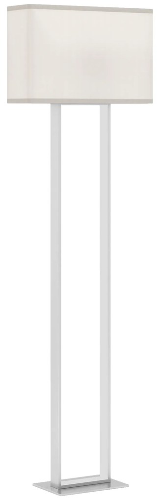 HOMCOM Candeeiro de Pé Moderno com Ecrã de Tecido Luz Noturna Interruptor de Pé e Base Metálica 45x15x150 cm Branco | Aosom Portugal