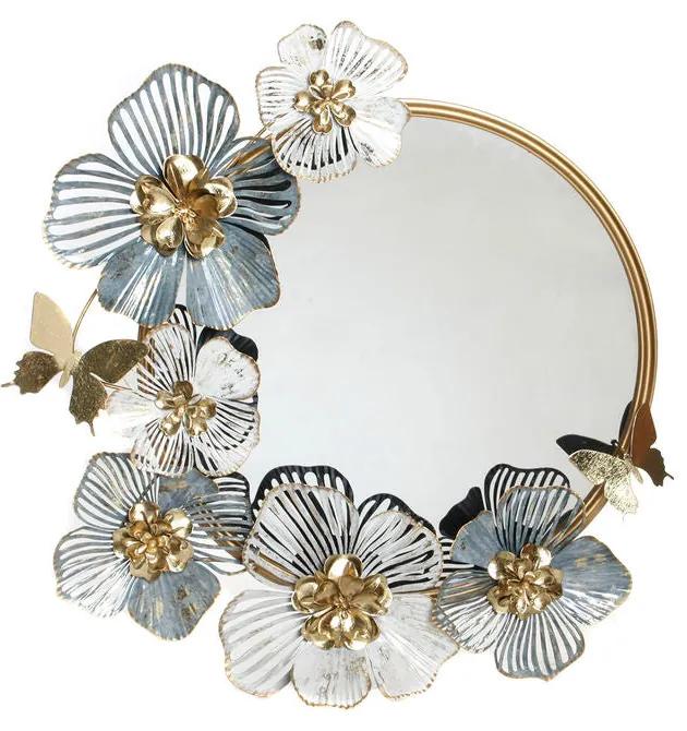 Espelho DKD Home Decor Metal Bloemen Dourado (65 x 8 x 72 cm)