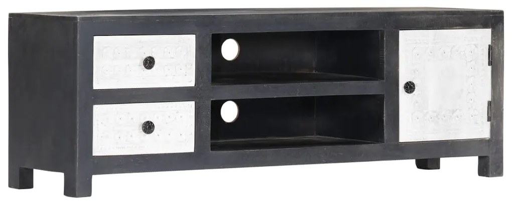 Móvel TV esculpido à mão 120x30x40 cm mangueira cinzento/branco