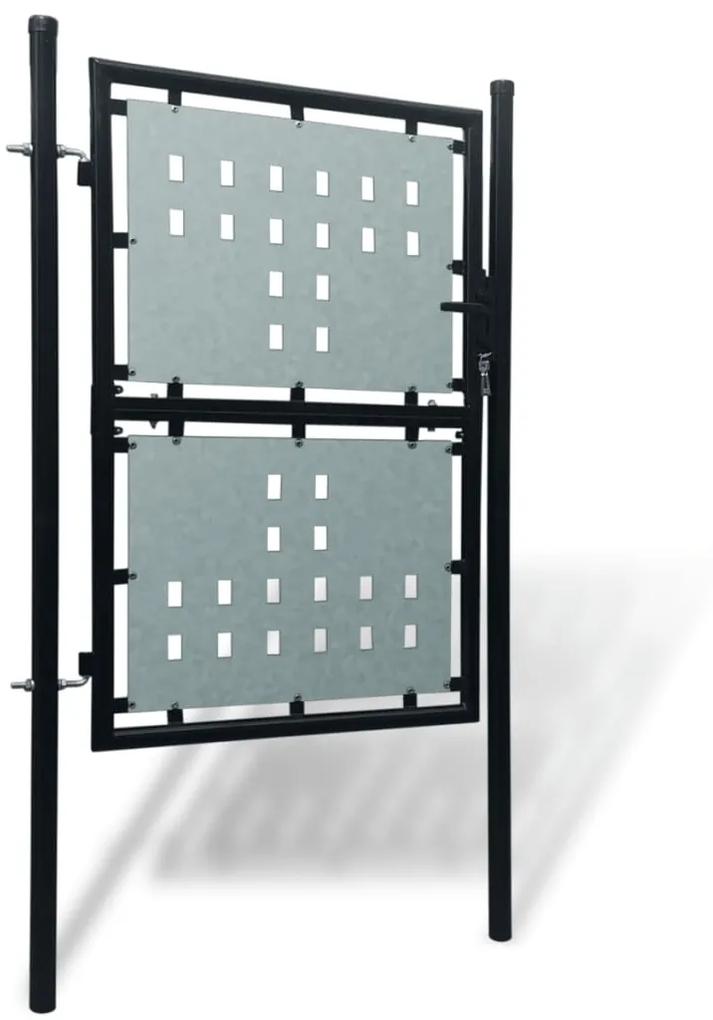 Portão de cerca com porta única 100x175 cm preto