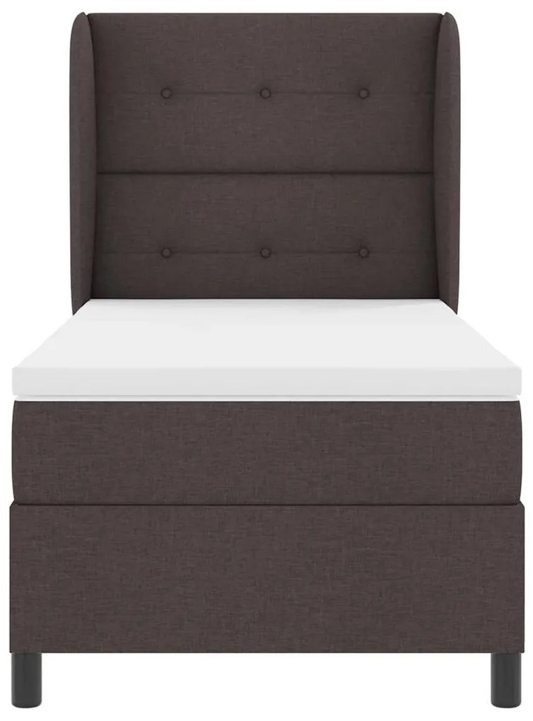 Cama Box com Colchão Marrom Escuro 100x200 cm em Tecido