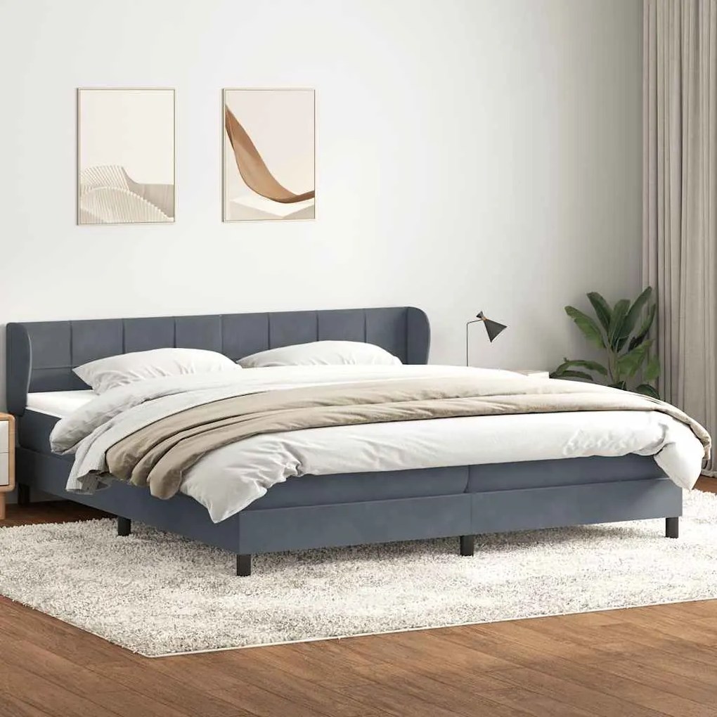vidaXL Cama com molas/colchões 180x220 cm veludo cinzento-escuro