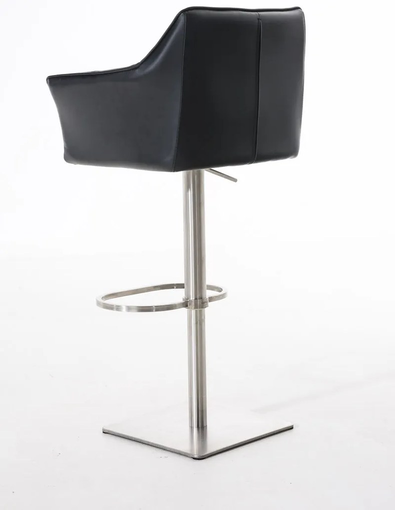 Banco de bar Damaso em couro sintético e estrutura prateada 64 x 88-113 x 45 cm Preto