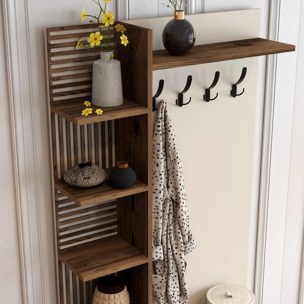 Hall Stand Viyana D – Walnut Cream – 90 cm x 200 cm x 35 cm