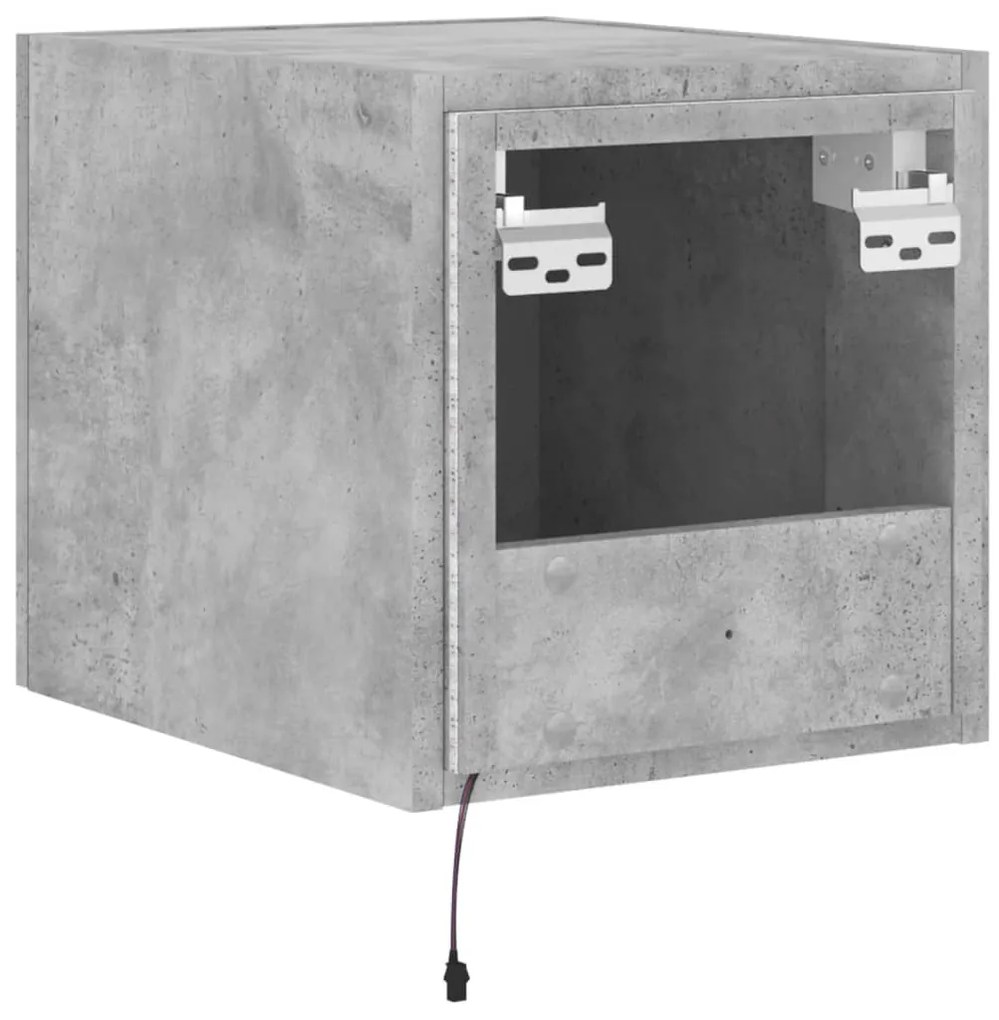Móvel de parede p/ TV c/ luzes LED 30,5x35x30 cm cinza cimento