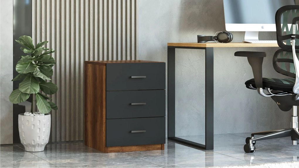 Gaveta VO3 – Walnut/Antracite – 44,5x61,8x46,6 cm