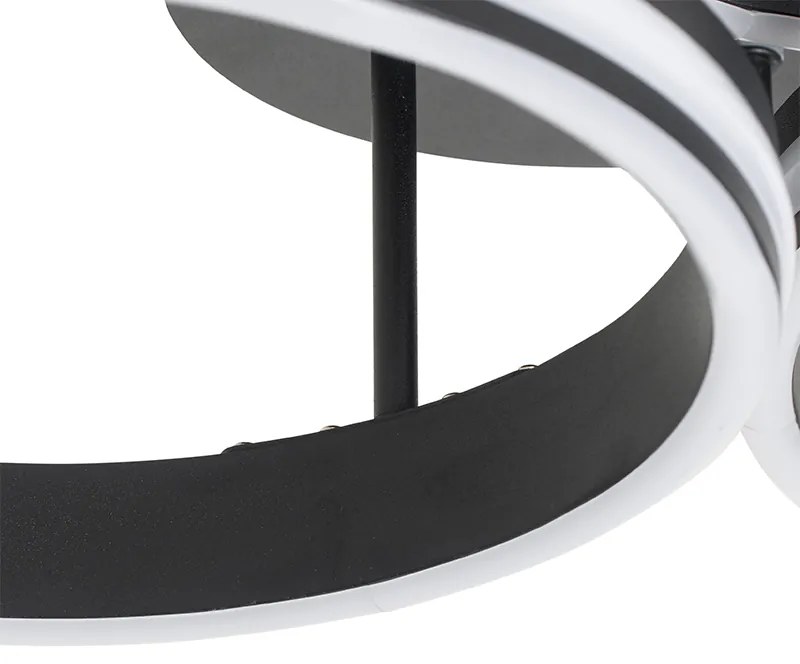 Candeeiro de teto preto com LED 3-passos regulável 3-luzes - Navara Design