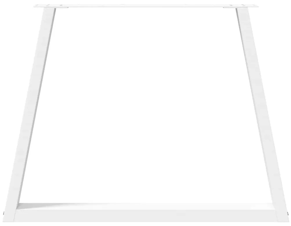 Mesa de jantar pernas 2pcs forma V 100x(72-73,3)cm aço branco