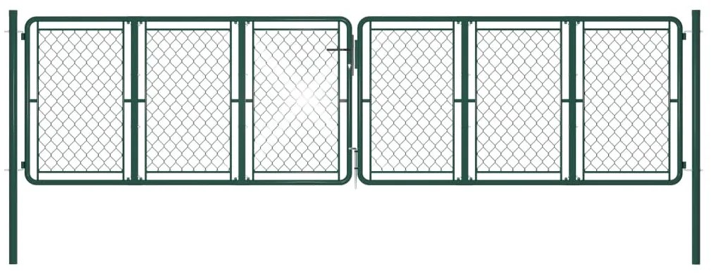 vidaXL Portão de jardim 400x125 cm aço verde