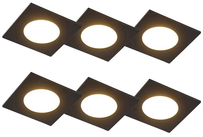 Conjunto de 6 focos embutidos pretos com LED regulável em 3 etapas IP65 - Simply Moderno