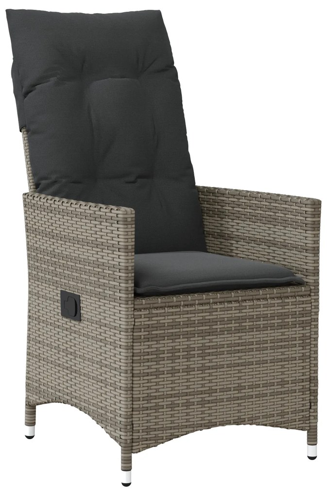 Conjunto de Jantar de Jardim de 9 Peças com Almofadas Cinza Polirattan