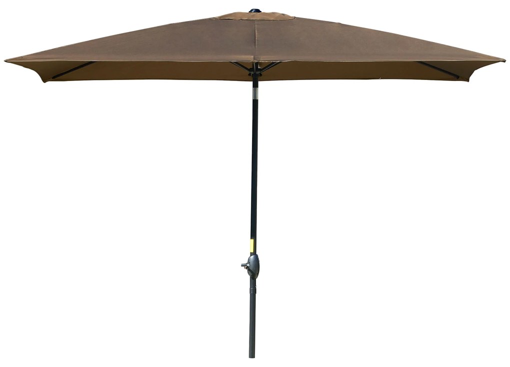 Outsunny Chapéu de Sol de Jardim 200x300x248 cm Proteção UV50+ Chapéu de Sol de Alumínio Inclinável com Teto de Ventilação e Manivela para Terraço Varanda Exterior Café