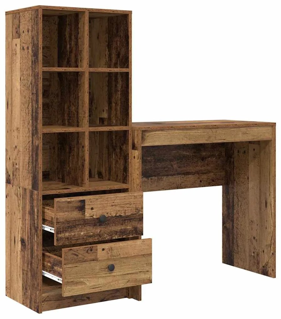 Mesa com Armazenamento Madeira Velha Madeira Composta