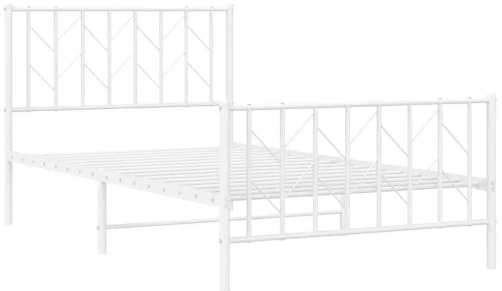 Estrutura de cama com cabeceira e pés 100x190 cm metal branco