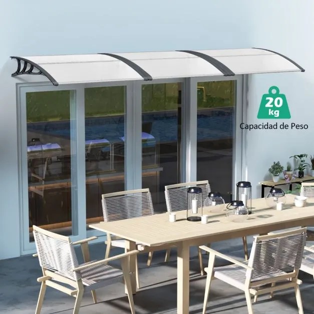 Marquise para janela ou porta proteção solar, toldo exterior 122 x 99 x 28 cm cinza