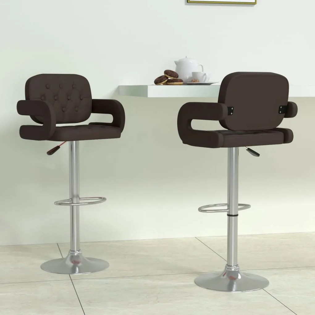 vidaXL Bancos de bar 2 pcs couro artificial castanho