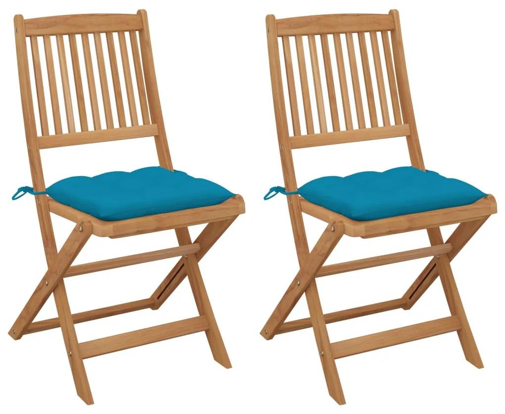 3064663 vidaXL Cadeiras de jardim dobráveis c/ almofadões 2 pcs acácia maciça