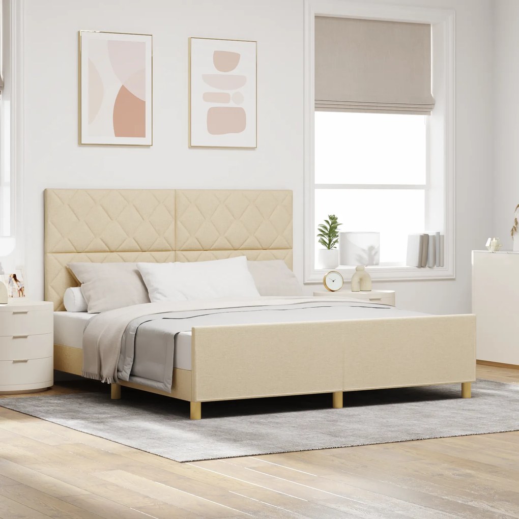 Cama de tecido creme vidaXL 180x200 cm