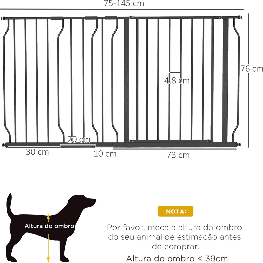 PawHut Barreira de Segurança para Cães Extensível com 3 Extensões Mont