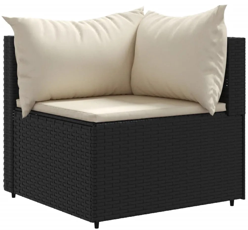 4 pcs conjunto lounge de jardim c/ almofadões vime PE preto