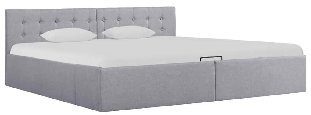 Estrutura de cama hidráulica 180x200 cm tecido cinzento-claro