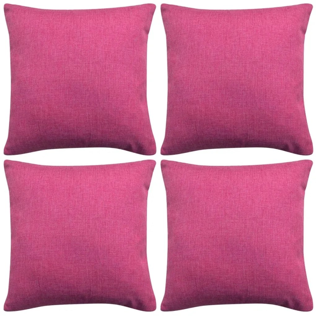 Capa de almofada 4 pcs aspeto de linho 80x80 cm rosa