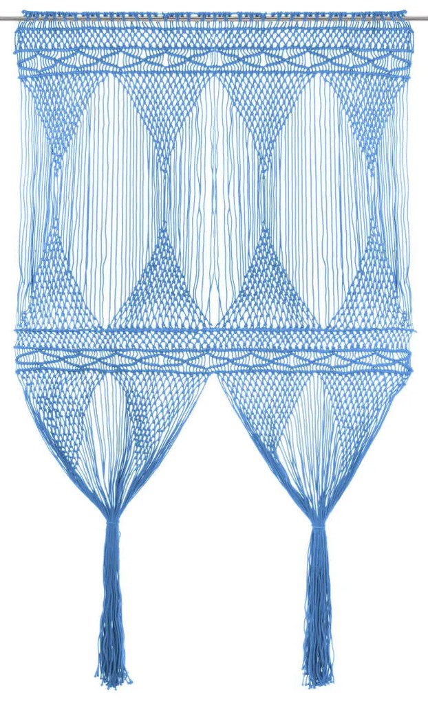 Cortina em macramé 140x240 cm algodão azul