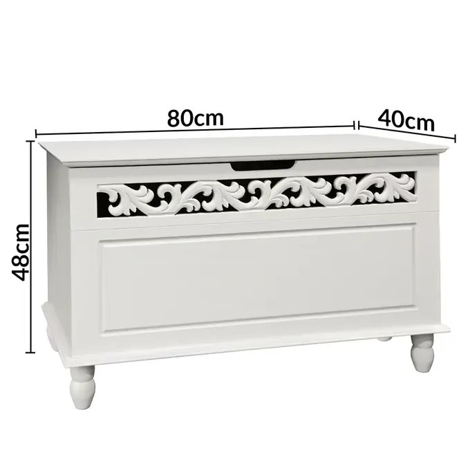 Baú arrumação de madeira Jersey 80x40x48cm Branco