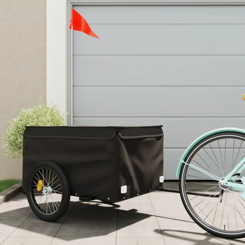 vidaXL Reboque para bicicleta 45 kg ferro preto