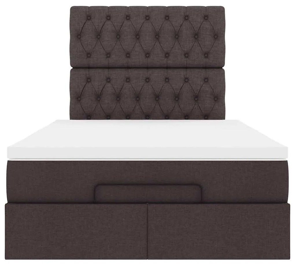 Estrutura cama otomana colchão 120x200cm tecido castanho escuro
