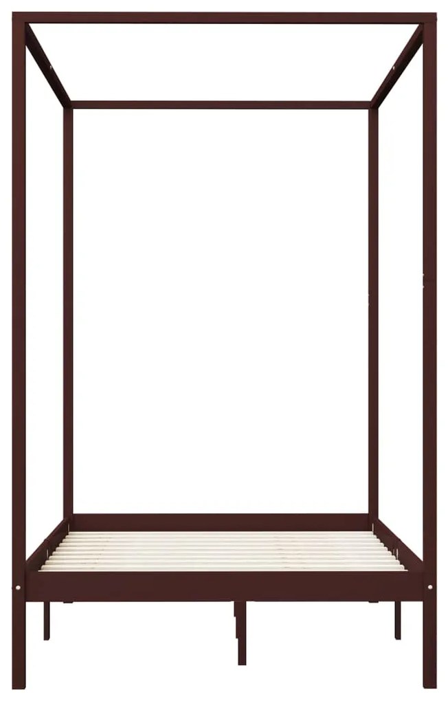 Estrutura cama com toldo 120x200cm pinho maciço castanho-escuro