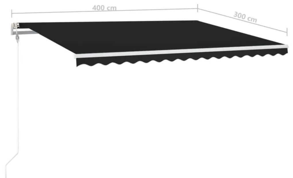 Toldo automático com LED e sensor de vento 400x300 cm antracite