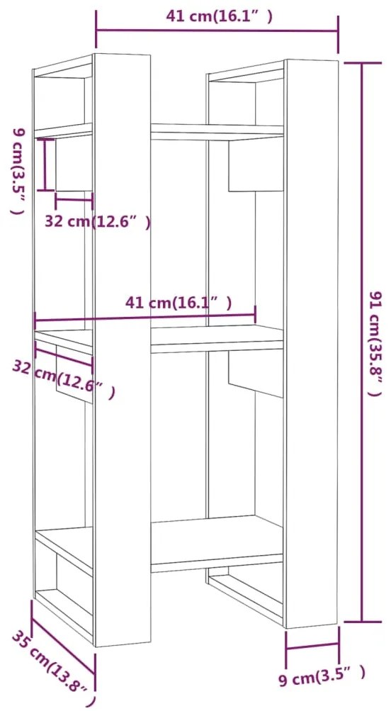 Estante/divisória 41x35x91 cm pinho maciço branco