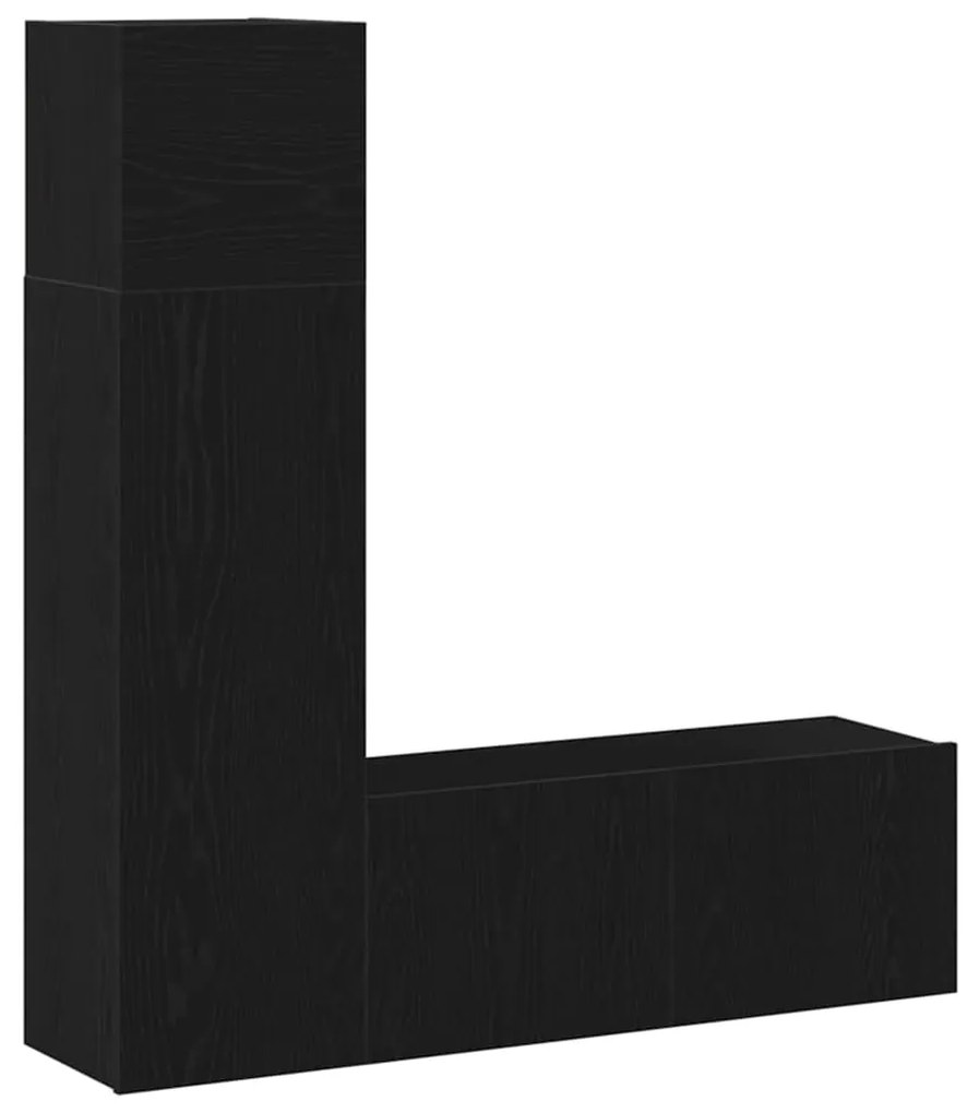 Conjunto de Mobiliário de TV de 3 Peças em Carvalho Preto, Feito de Ma