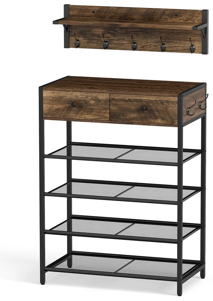 Armário de buffet de vime com 2 portas e prateleira ajustável - natural