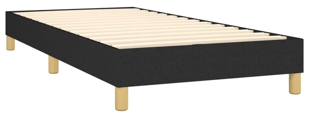 Cama box spring c/ colchão e LED 100x200 cm tecido preto