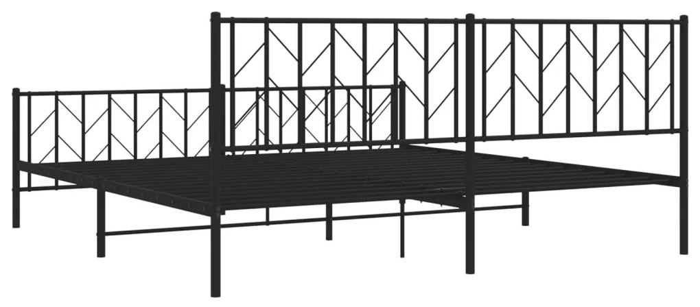 Estrutura de cama com cabeceira e pés 193x203 cm metal preto