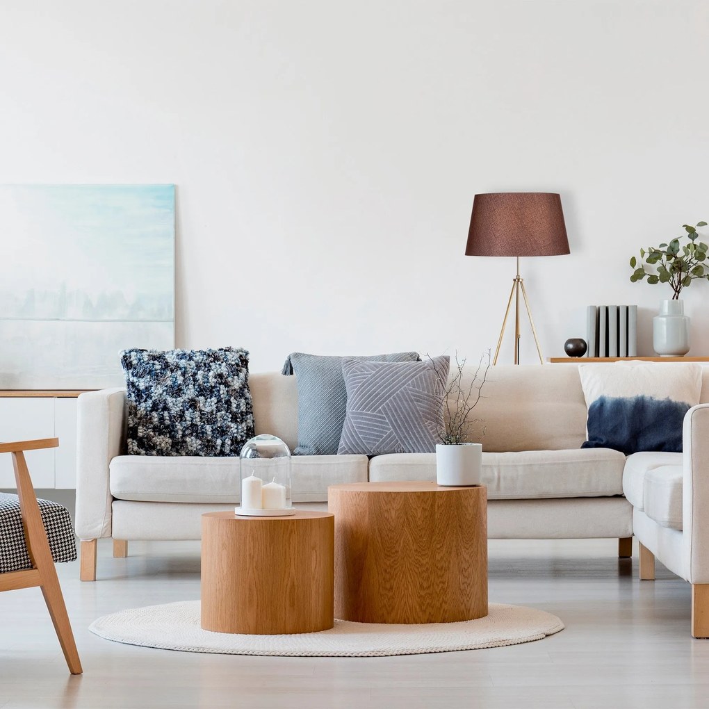 Candeeiro de Pé Tripod – Castanho – 65 x 65 cm, Altura 165 cm