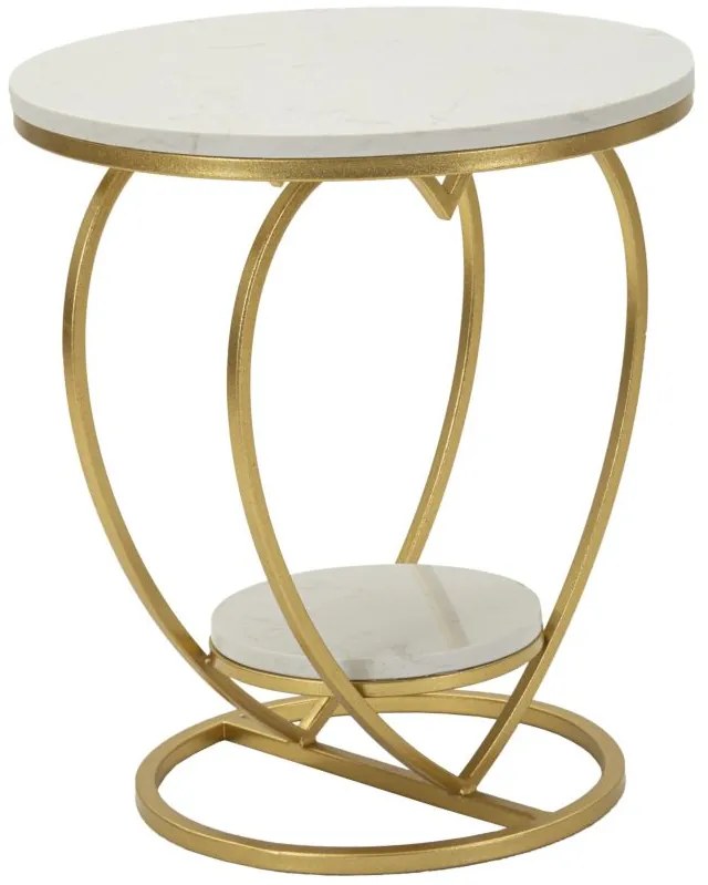 MESA DE APOIO CORAÇ CM Ø 40X45,5 DOURADO E BRANCO