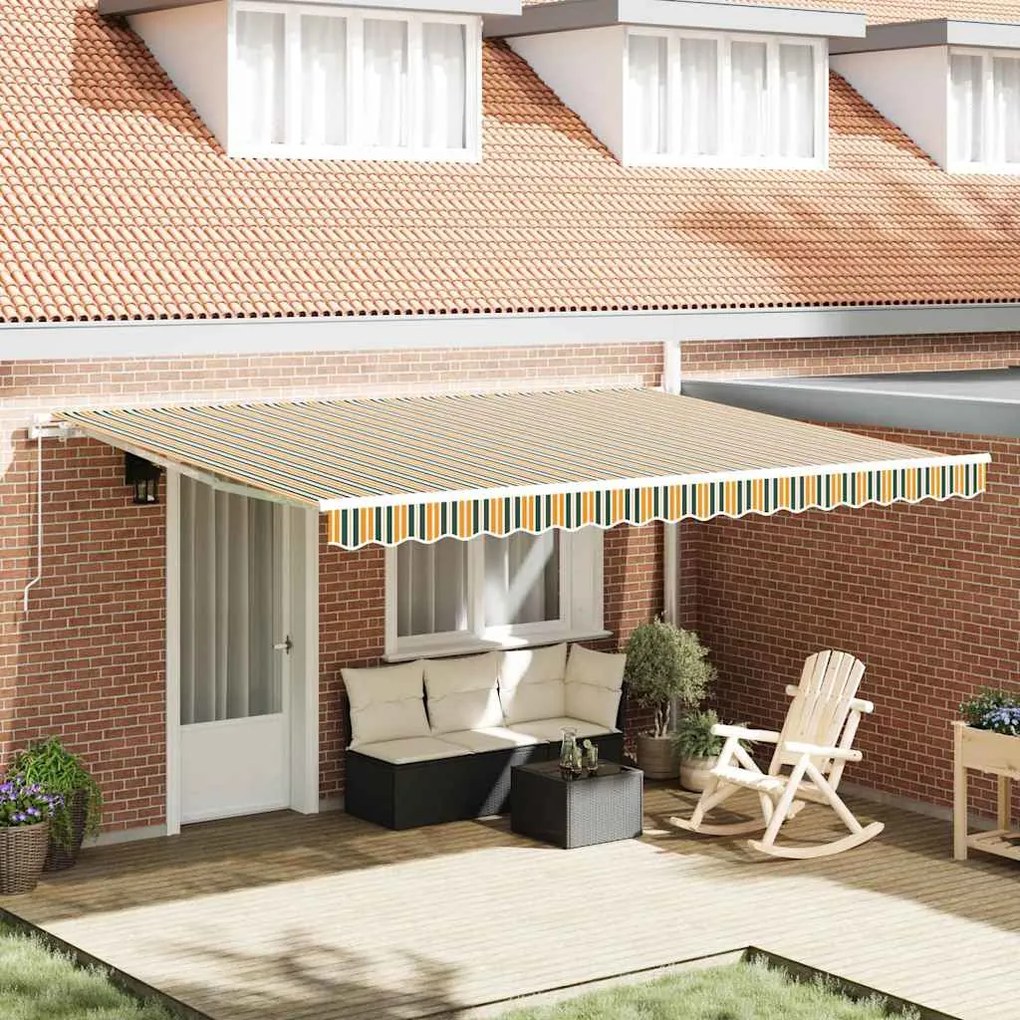 Tecido de Substituição para Toldo de 4,5x3,5 m Verde e Amarelo
