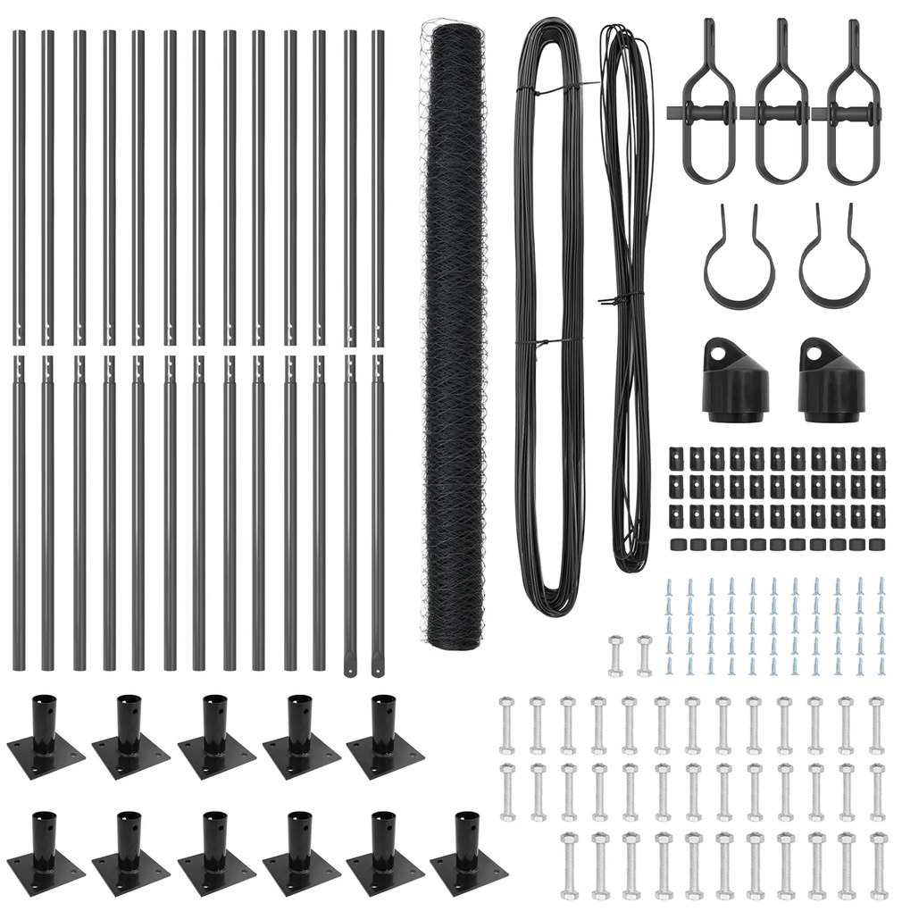 Conjunto de Cercamento Conjunto de 2 Cinza Aço 25 x 1.5 m