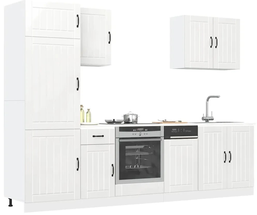 vidaXL 7 peças armário de cozinha conjunto Lucca branco brilhante
