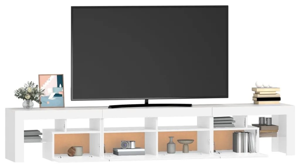 Móvel de TV com luzes LED 230x36,5x40 cm branco