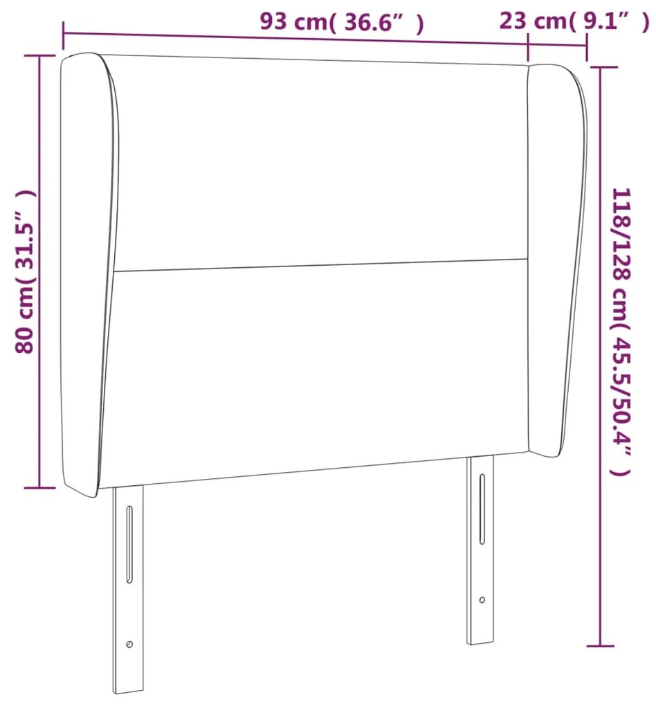 Cabeceira cama c/ abas tecido 93x23x118/128 cm castanho-escuro