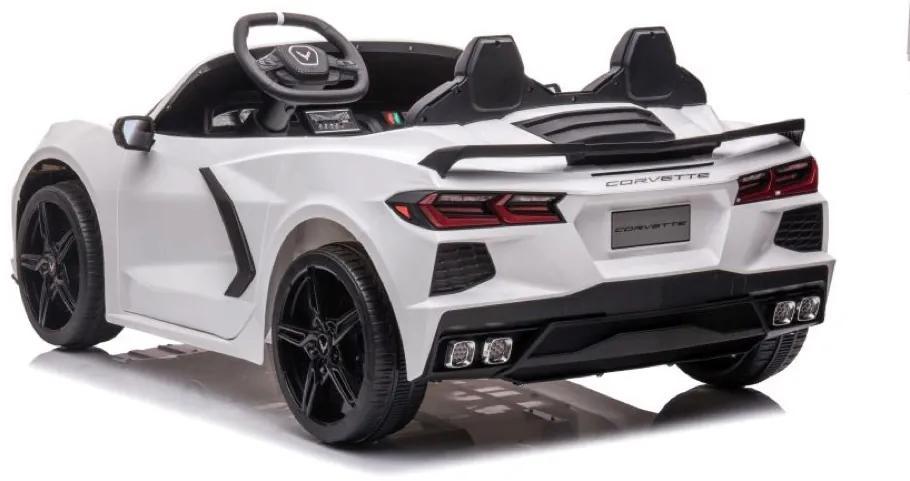 Carro elétrico para Crianças Corvette Stingray de 2 lugares 12v, módulo de música, assento em pele, pneus de borracha EVA Branco