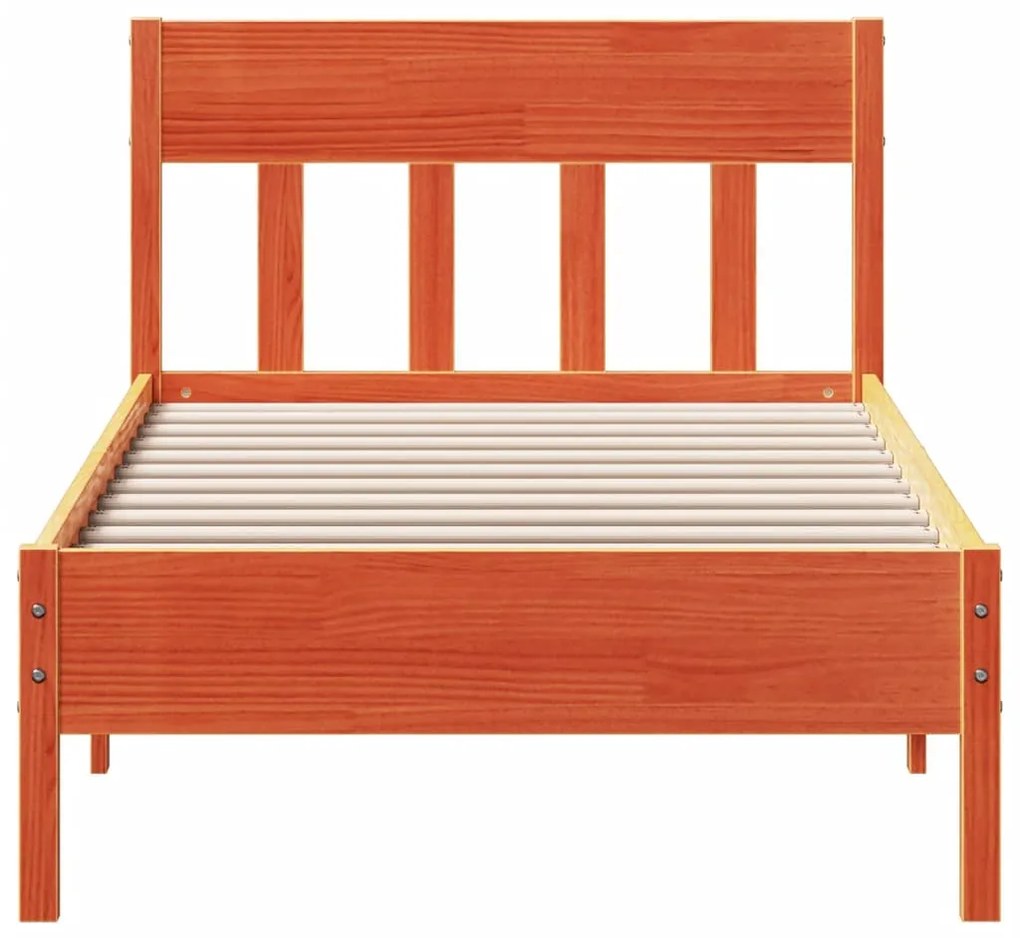 Cama sem colchão 90x200 cm pinho maciço castanho-mel