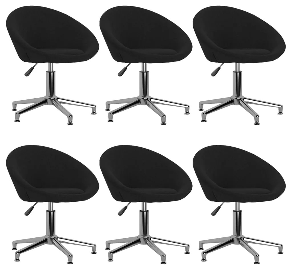 vidaXL Cadeiras de jantar giratórias 6 pcs tecido preto