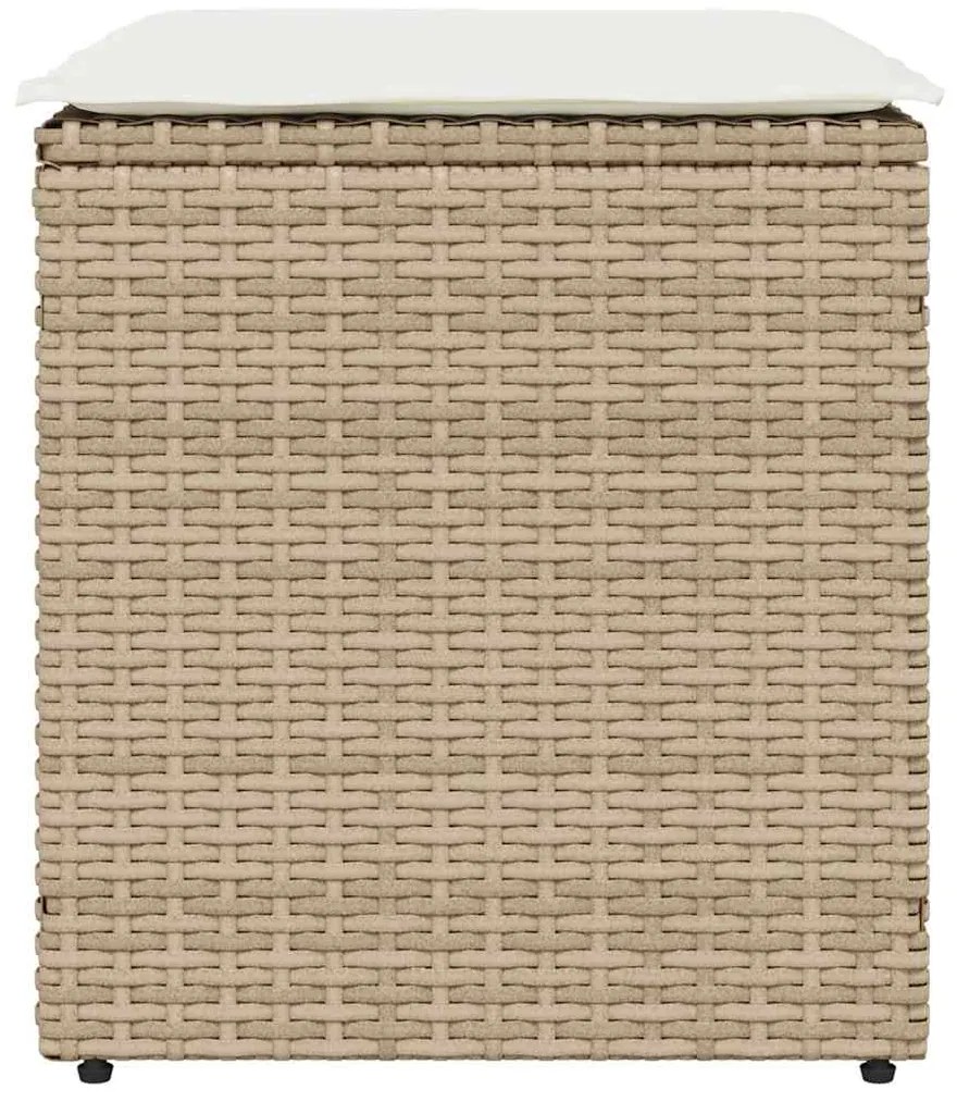 Bancos de jardim com almofadas 2 unid 40x40x43 cm vime PE bege
