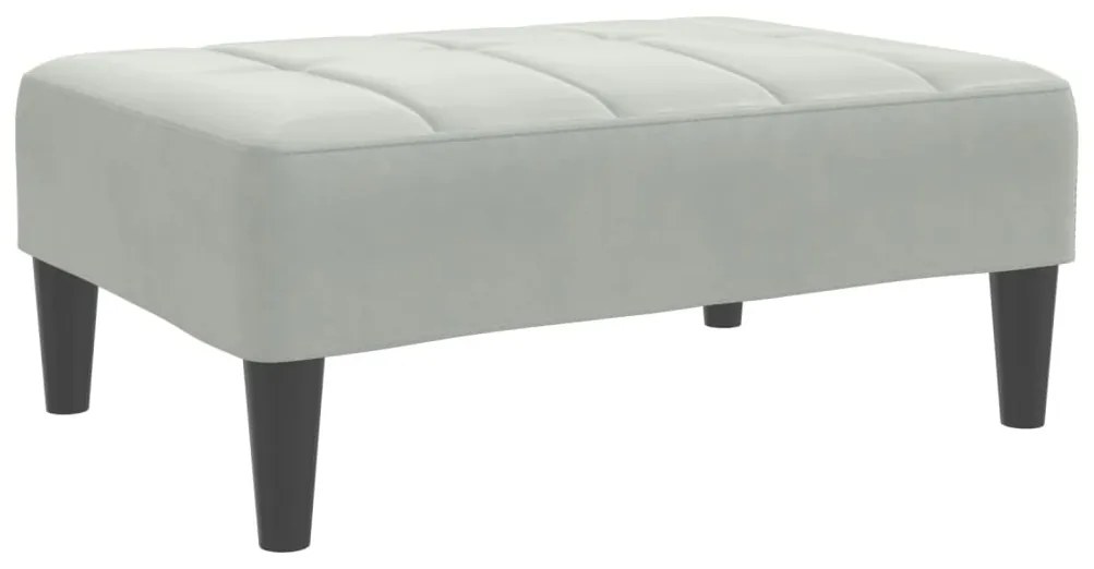 Sofá-cama 2 lugares c/ apoio de pés veludo cinza-claro