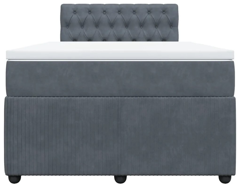 Cama boxspring com colchão 120x200 cm veludo cinzento-escuro